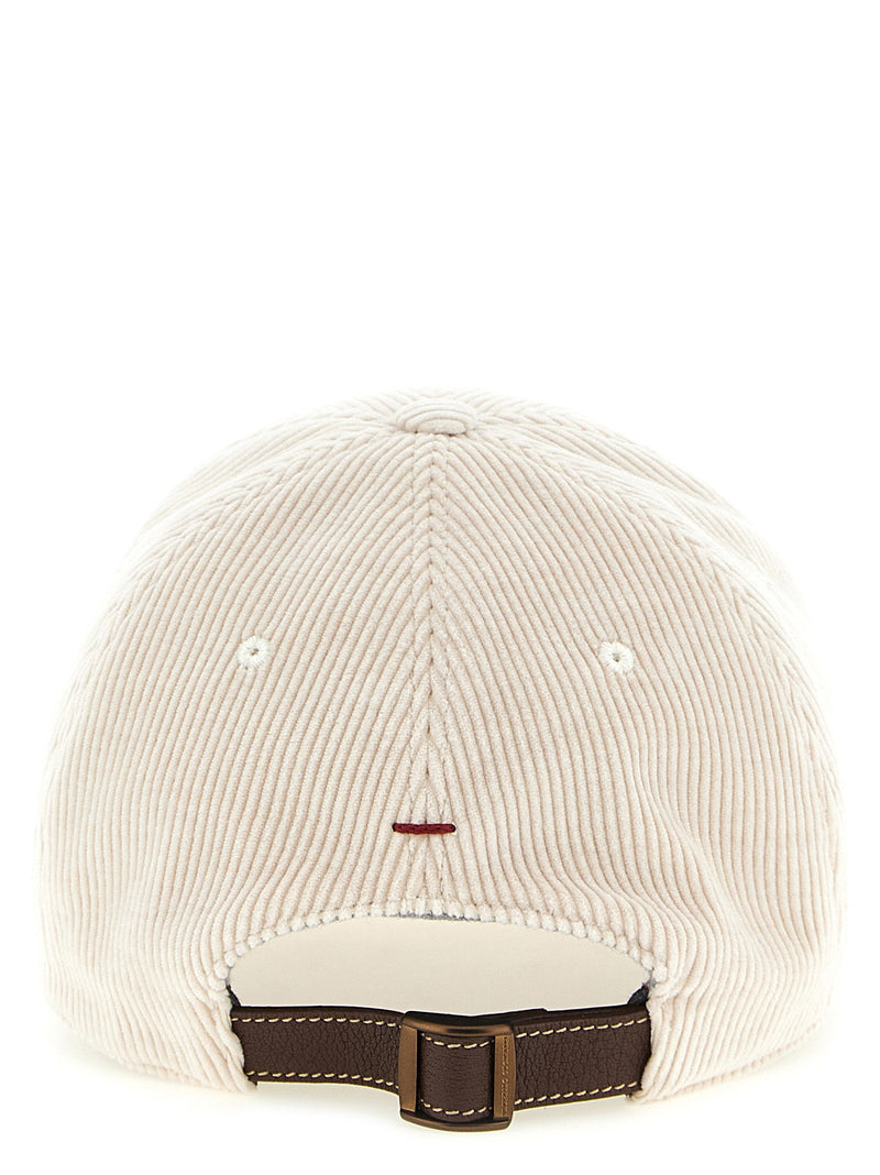 Brunello Cucinelli Corduroy Baseball Cap — Cream Cotton Caps
