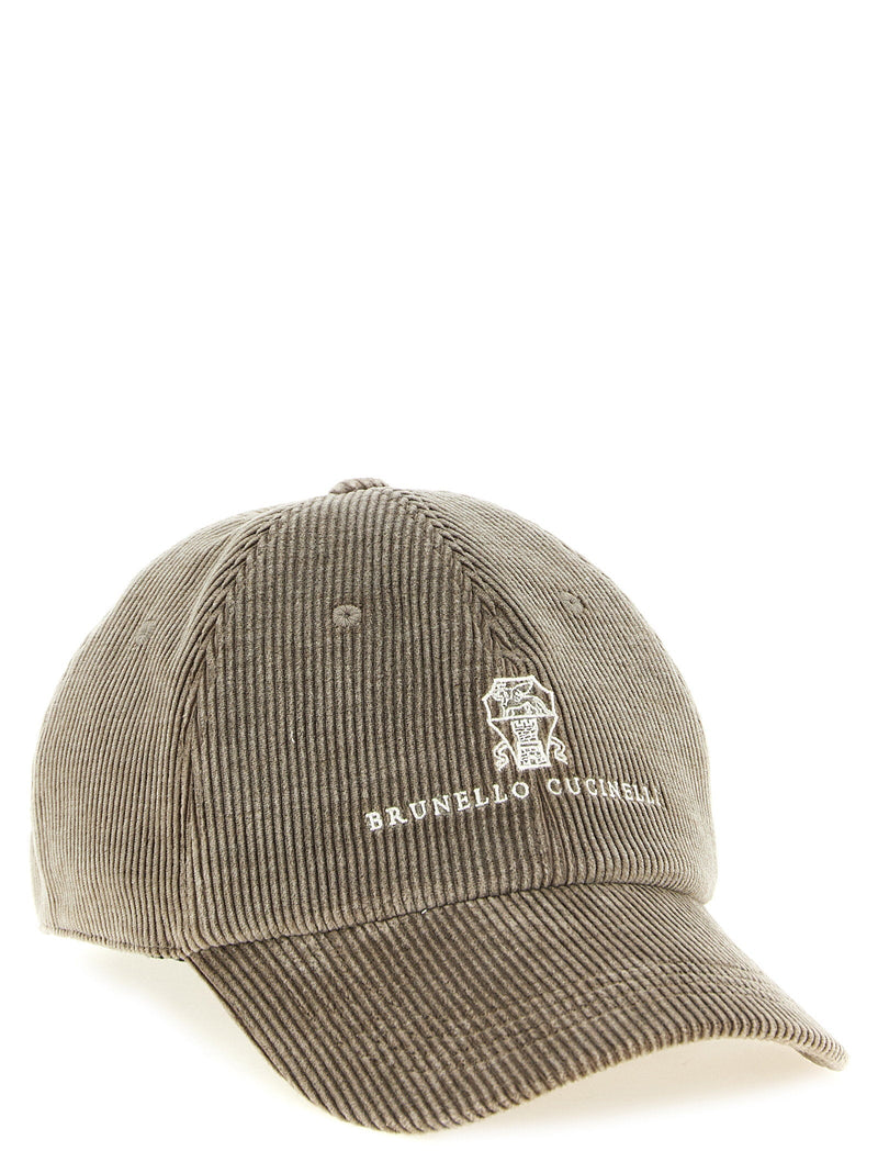 Brunello Cucinelli Cotton And Cashmere Corduroy Baseball Cap — Stone Caps