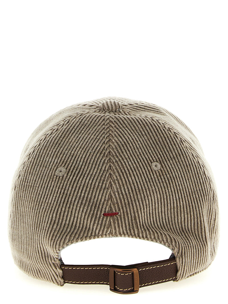 Brunello Cucinelli Cotton And Cashmere Corduroy Baseball Cap — Stone Caps