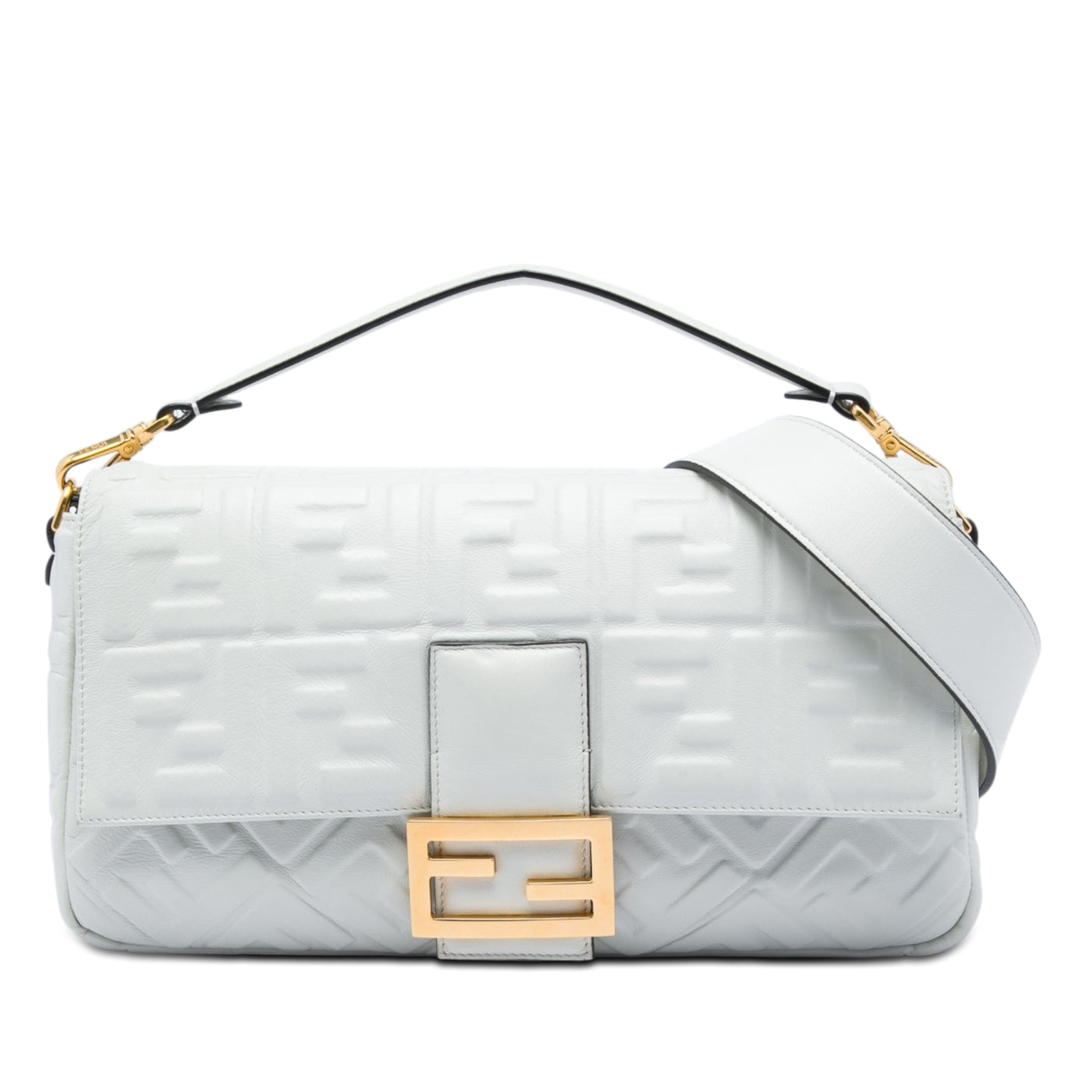Large Zucca Embossed Leather Baguette Satchel - Image 1