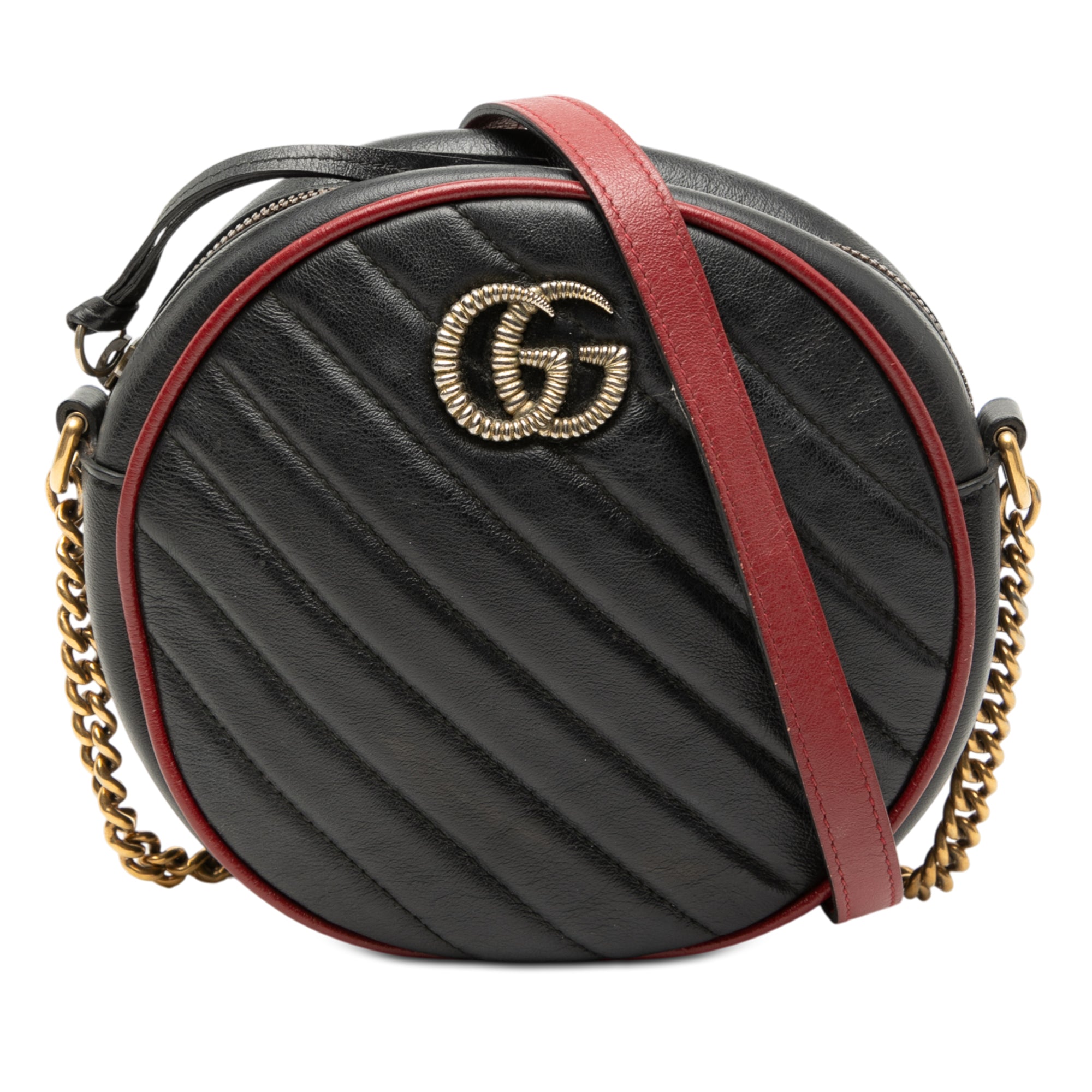 Mini GG Marmont Matelasse Leather Torchon Round Crossbody - Image 1