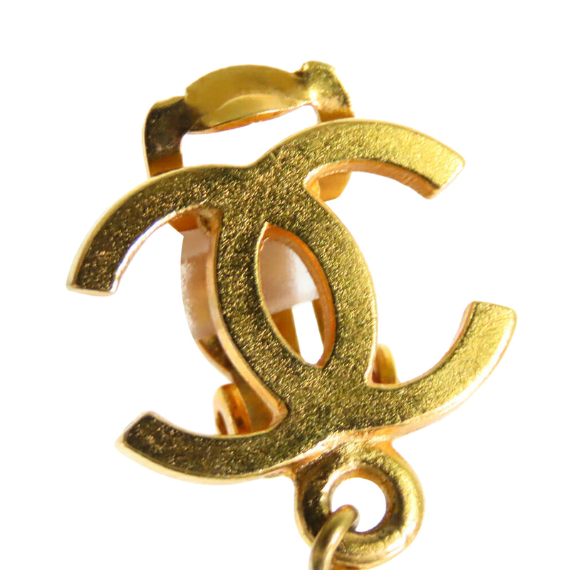 CC Gold Plated Faux Pearl Dangle Clip On Earrings - Image 3