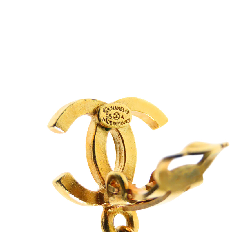 CC Gold Plated Faux Pearl Dangle Clip On Earrings - Image 4