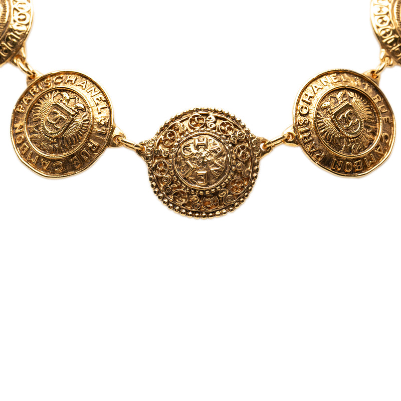 CC Gold Plated Cambon Medallion Necklace