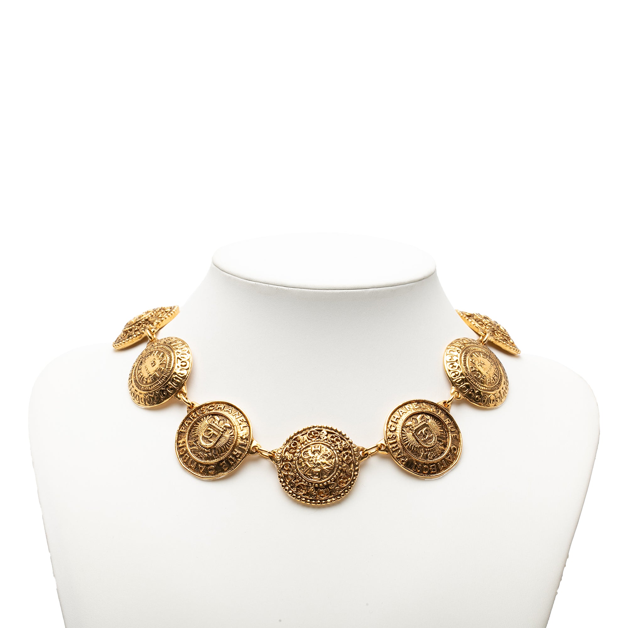 CC Gold Plated Cambon Medallion Necklace - Image 5
