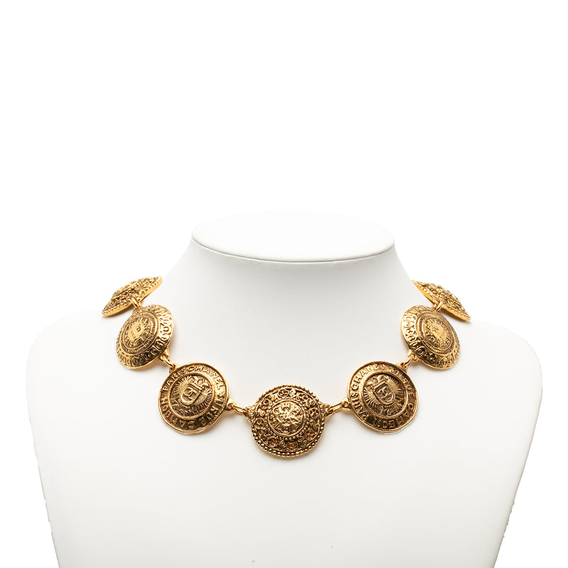 CC Gold Plated Cambon Medallion Necklace - Image 5