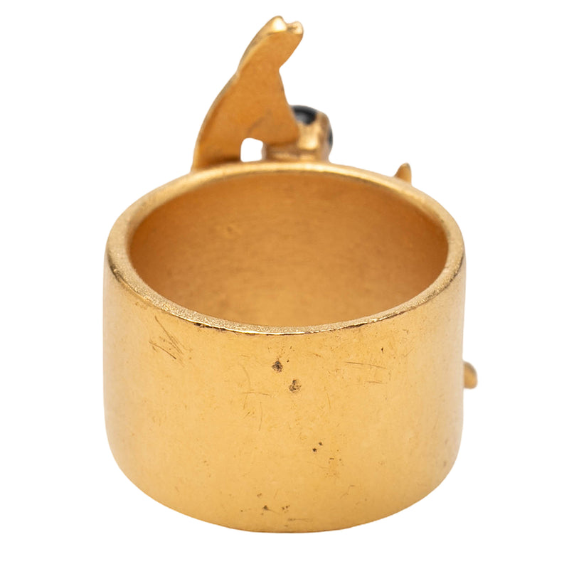 Gold Plated Rhinestone and Faux Pearl Bambi Ring - Image 3