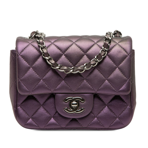 Mini Square Classic Iridescent Lambskin Single Flap - Image 1