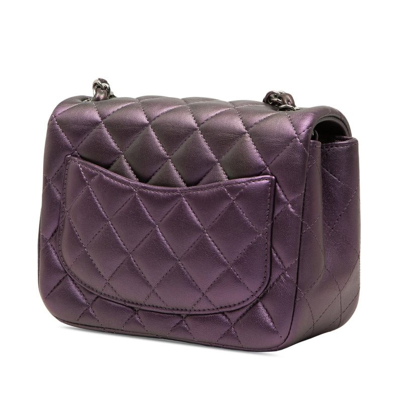 Mini Square Classic Iridescent Lambskin Single Flap - Image 2