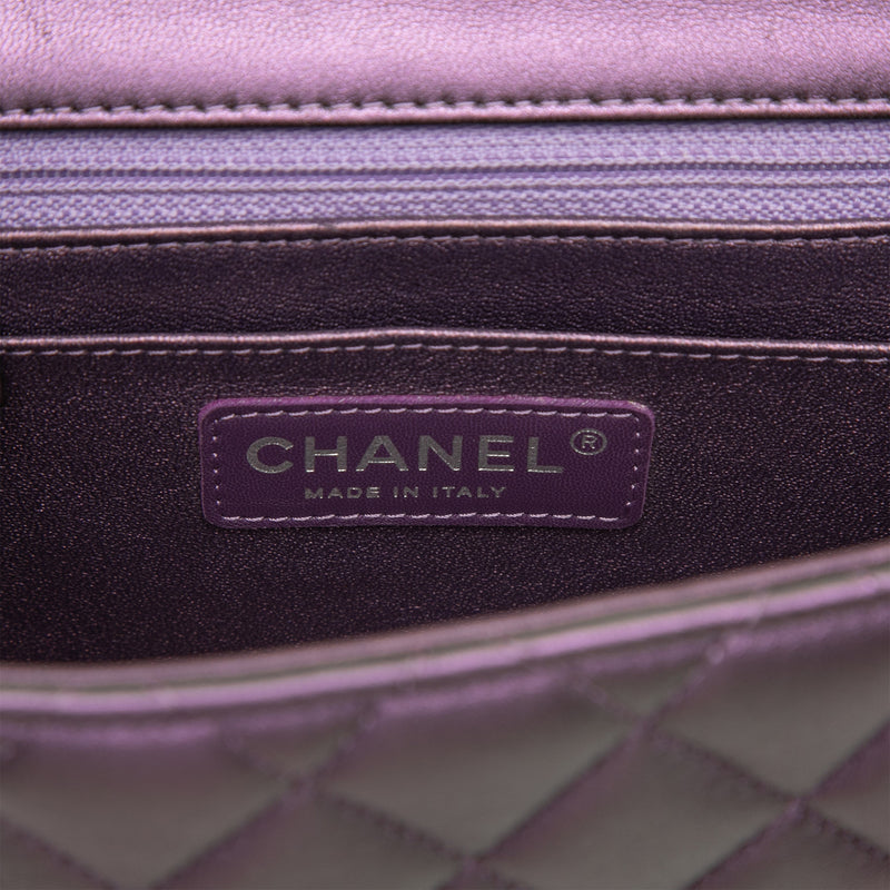 Mini Square Classic Iridescent Lambskin Single Flap - Image 5