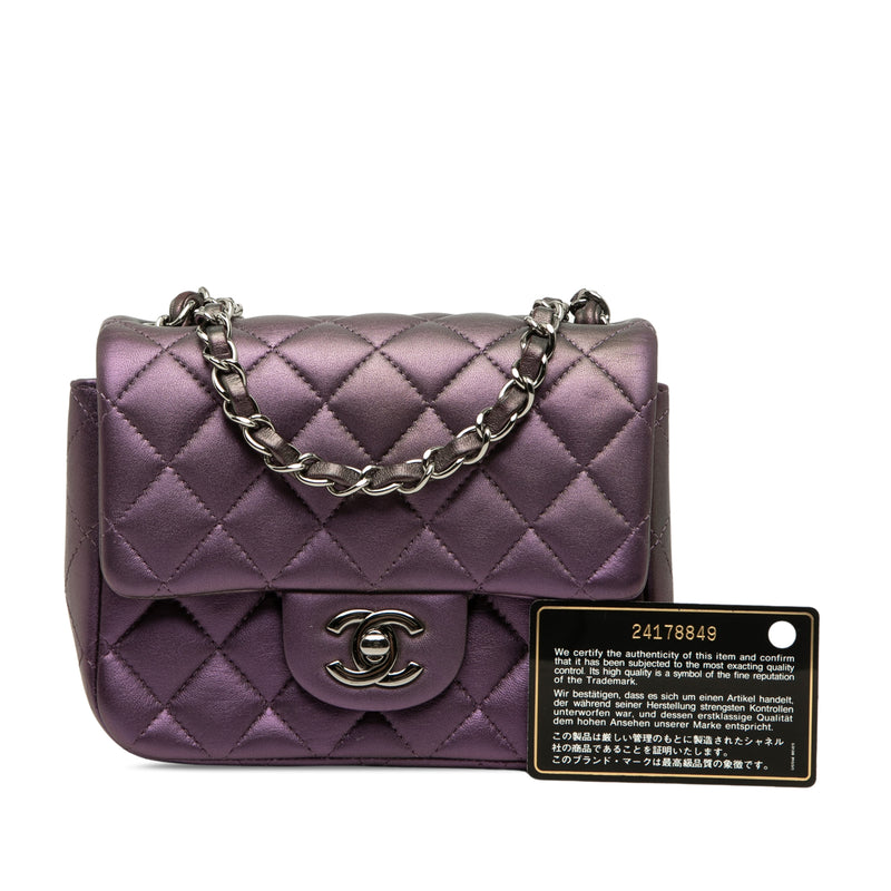 Mini Square Classic Iridescent Lambskin Single Flap - Image 7