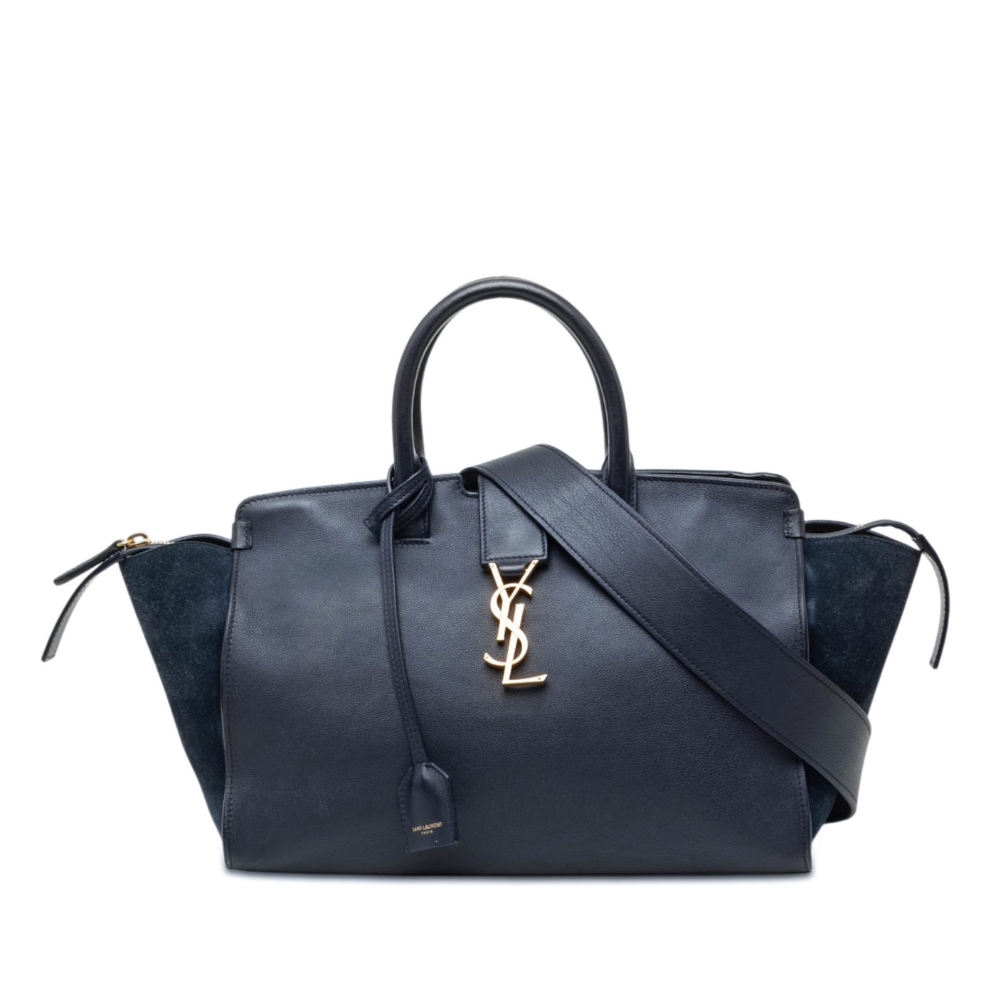 Small Suede Trimmed Calfskin Downtown Cabas Satchel - Image 1