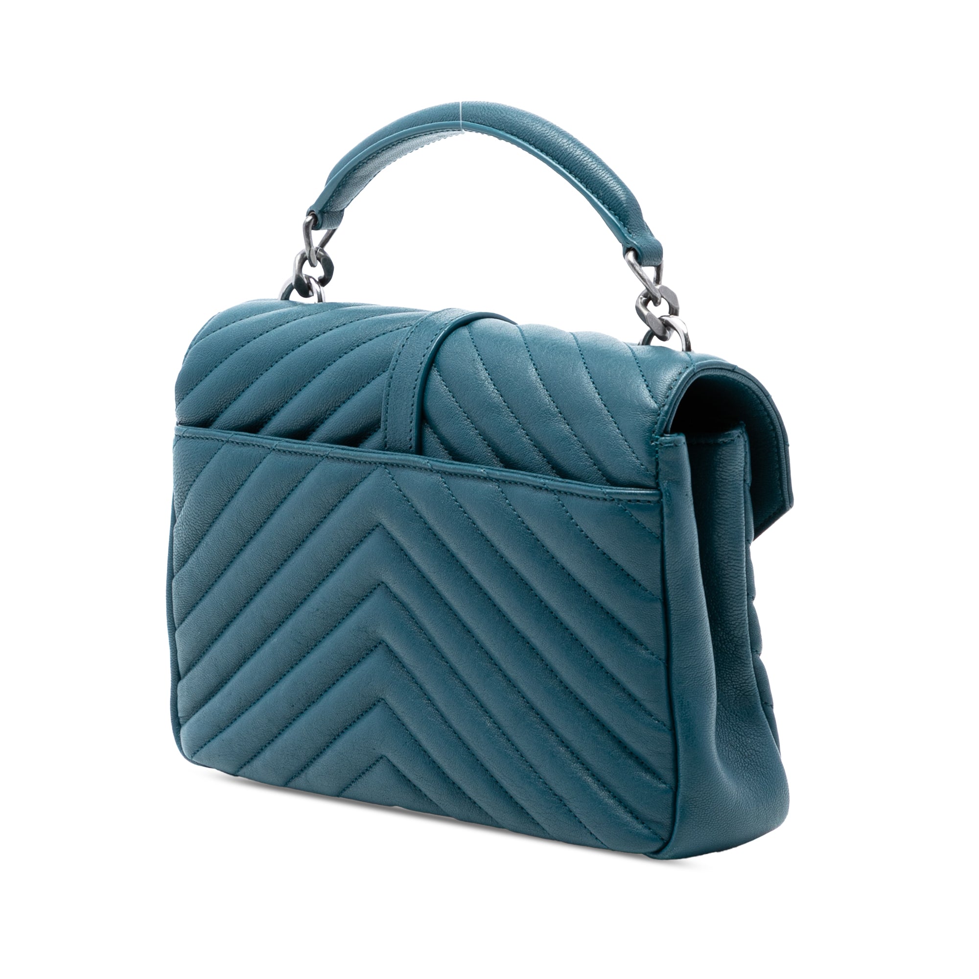 Medium Quilted Chevron Sheepskin College Satchel - Image 2