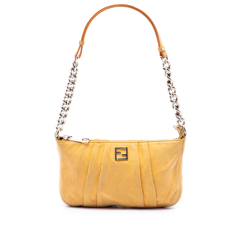 Pleated Nubuck FF Chain Pochette