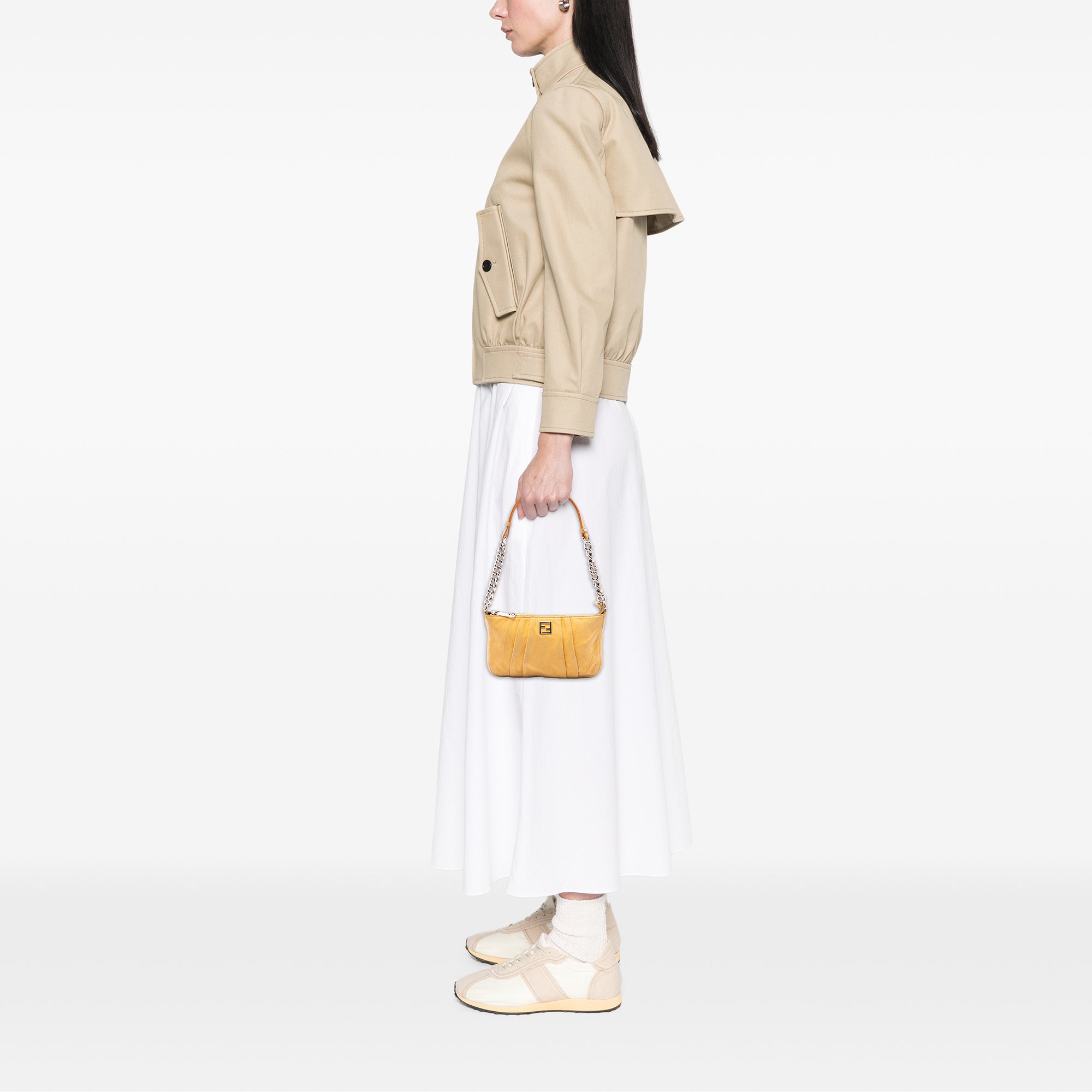 Pleated Nubuck FF Chain Pochette - Image 7