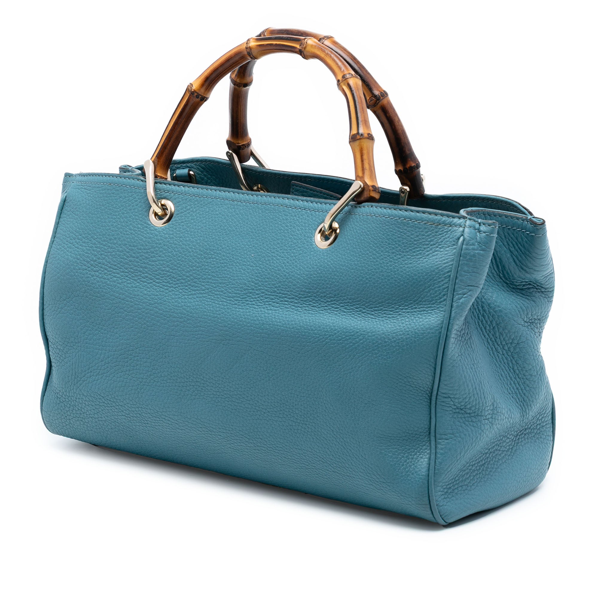 Medium Calfskin Bamboo Shopper Satchel - Image 2
