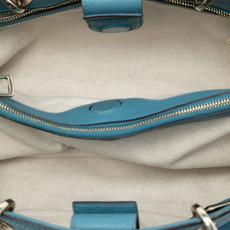 Medium Calfskin Bamboo Shopper Satchel - Image 4