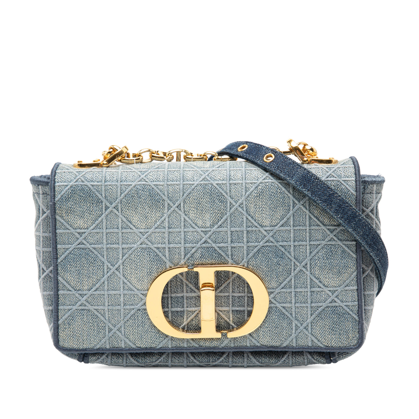 Small Embroidered Denim Cannage Caro Bag - Image 1
