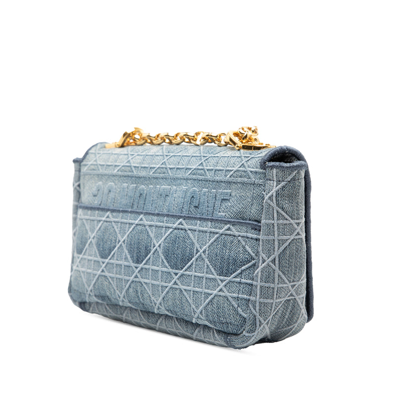 Small Embroidered Denim Cannage Caro Bag - Image 2