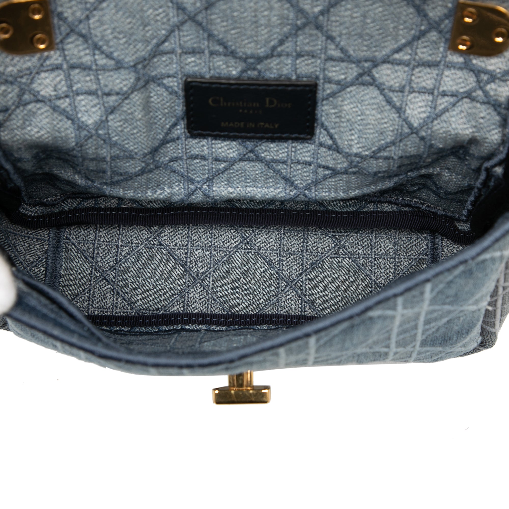 Small Embroidered Denim Cannage Caro Bag - Image 4