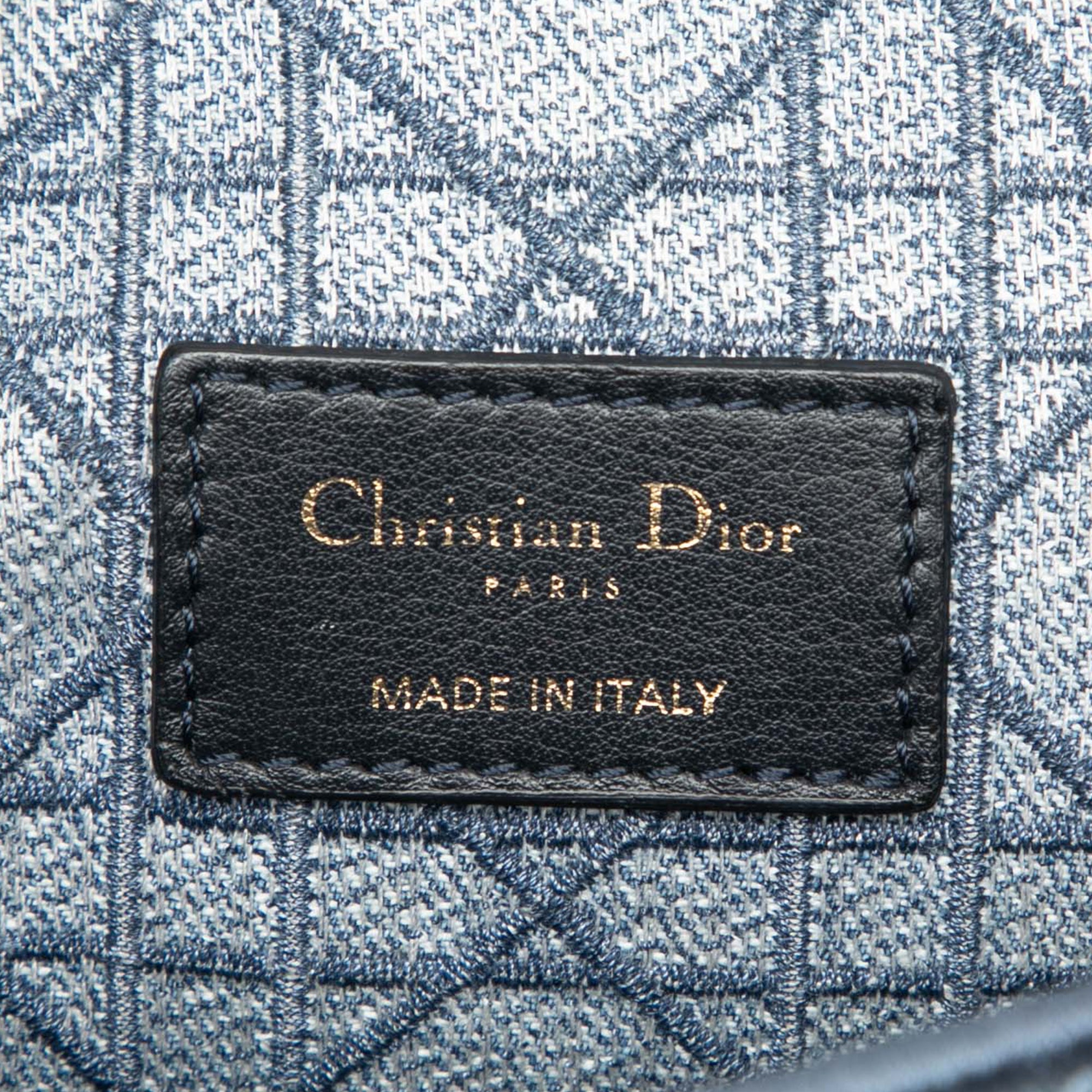 Small Embroidered Denim Cannage Caro Bag - Image 5