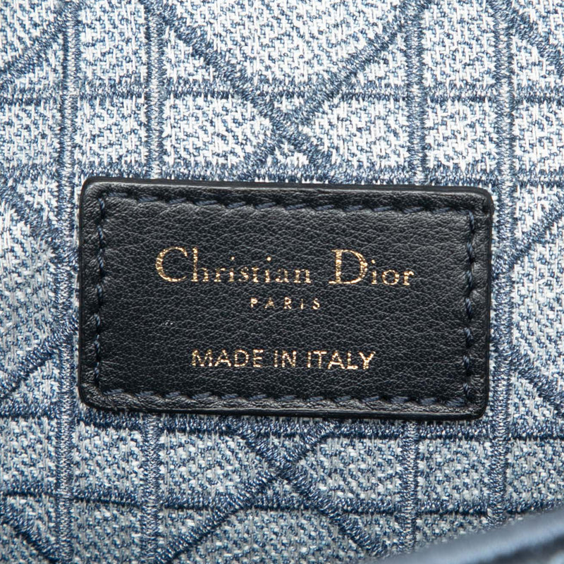Small Embroidered Denim Cannage Caro Bag - Image 5
