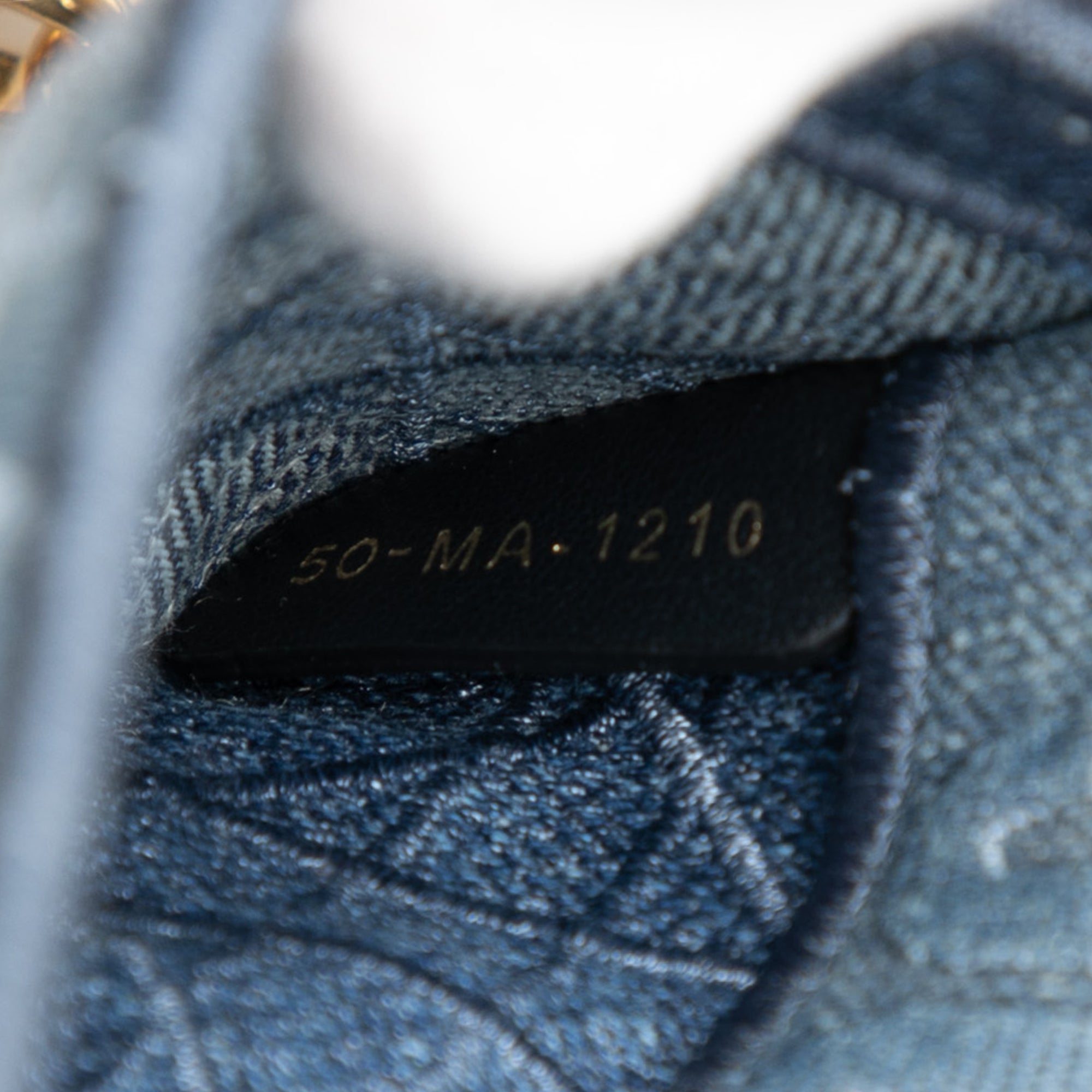 Small Embroidered Denim Cannage Caro Bag - Image 6