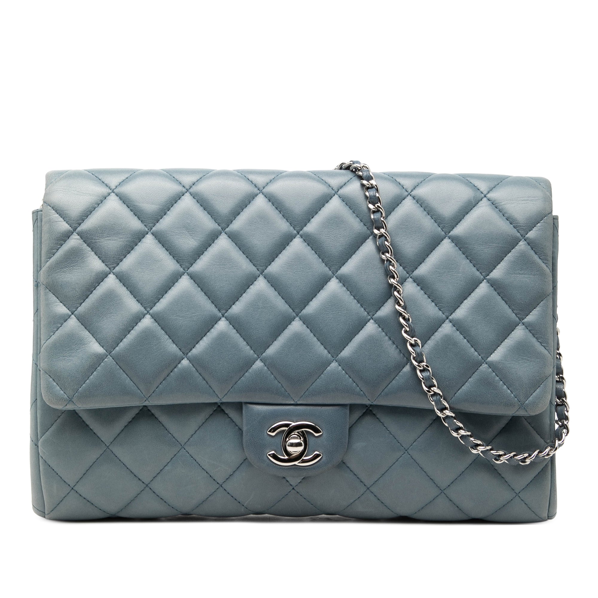 CC Quilted Lambskin Flap Clutch with Chain - Image 1