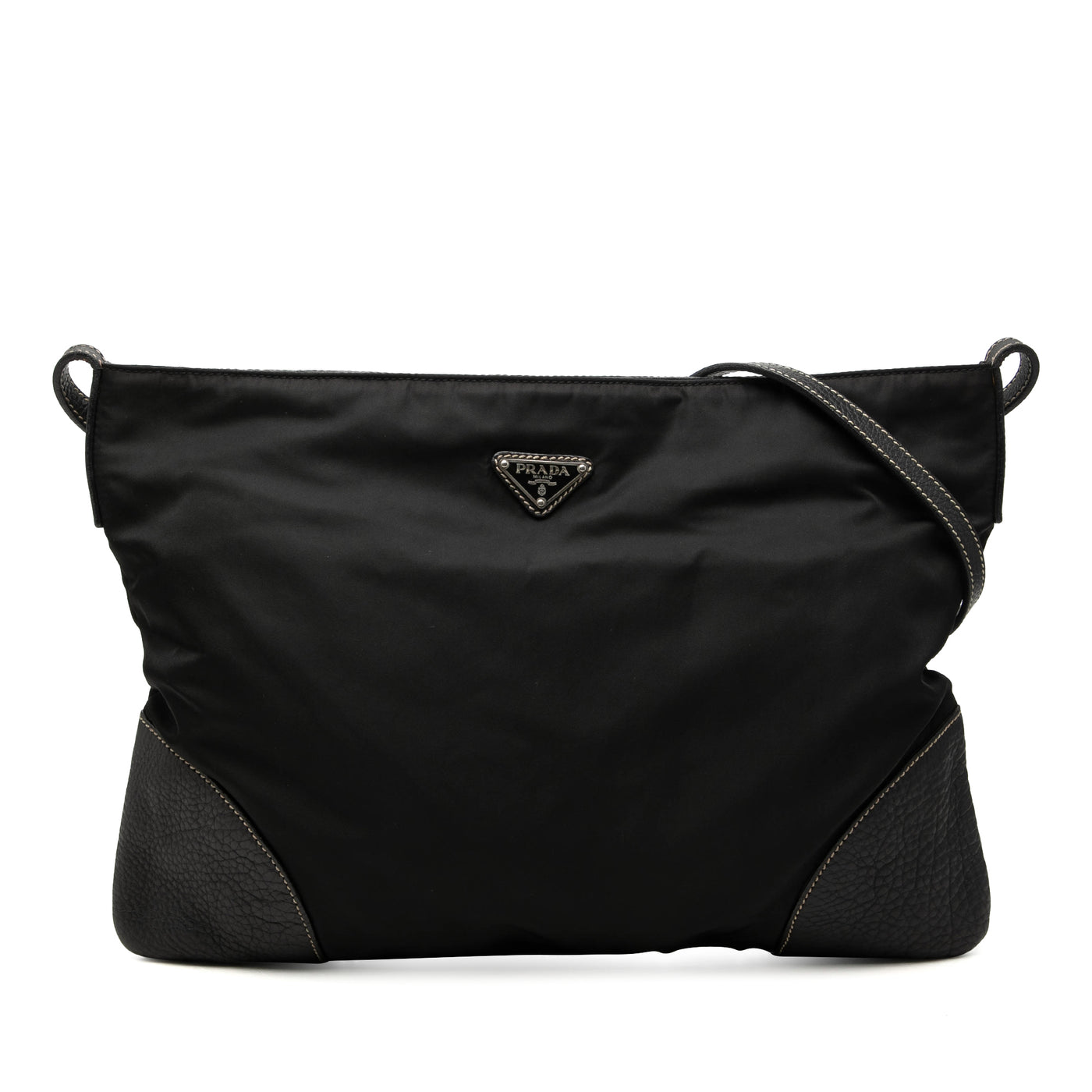 Vitello Daino Trimmed Tessuto Zip Top Crossbody - Image 1