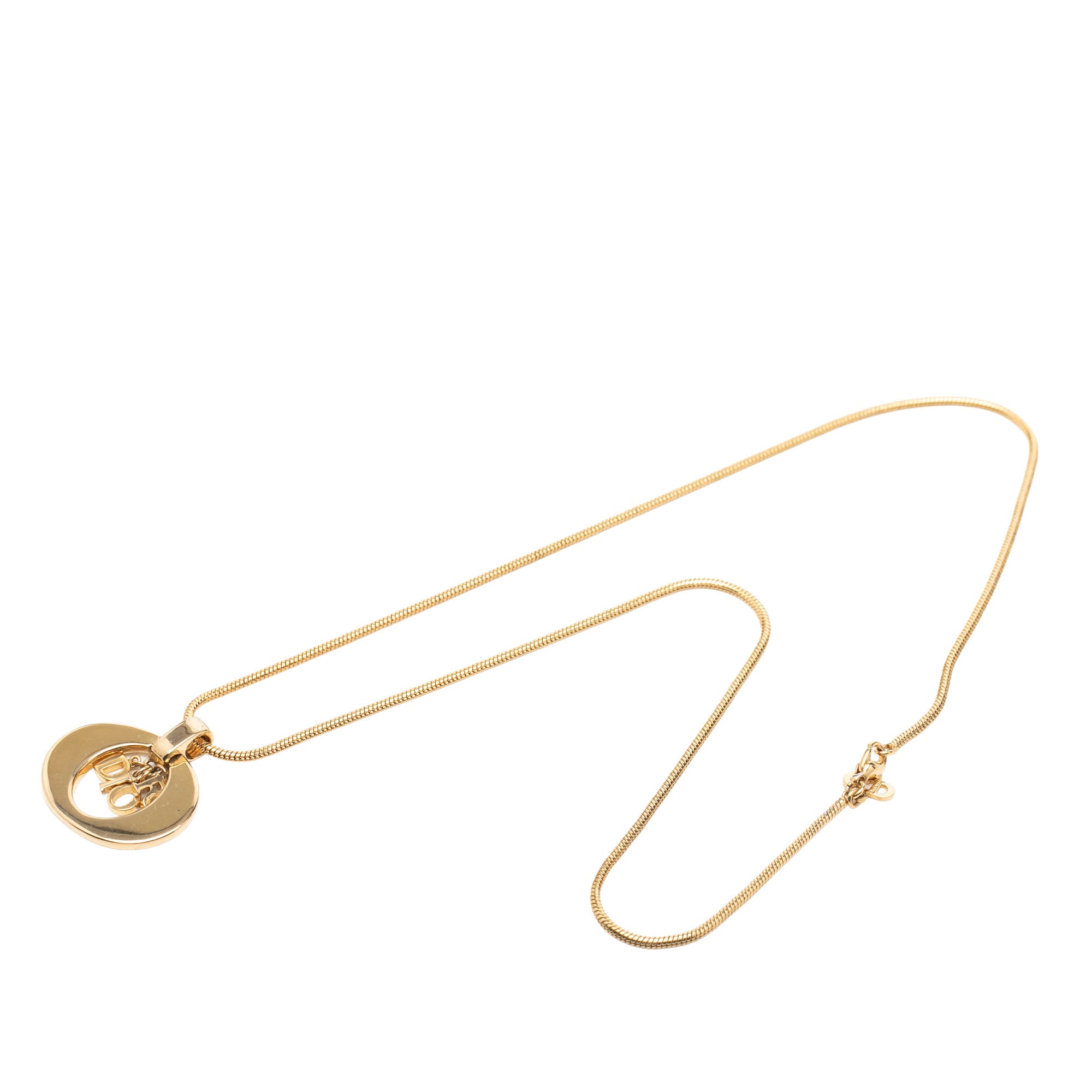 Gold Plated CD Logo Pendant Necklace - Image 1