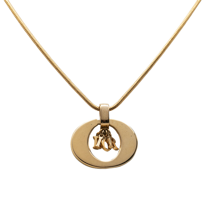 Gold Plated CD Logo Pendant Necklace - Image 2