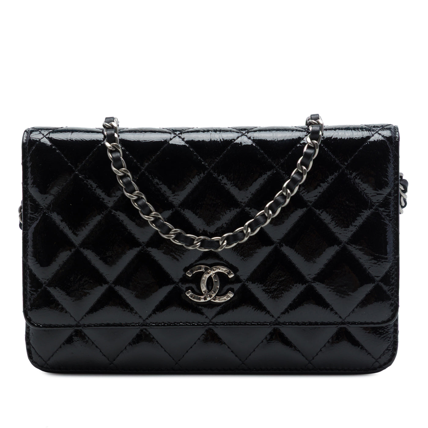 Paris Dallas CC Quilted Patent Goatskin Wallet on Chain - Image 1