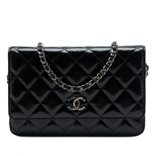 Paris Dallas CC Quilted Patent Goatskin Wallet on Chain - Image 1