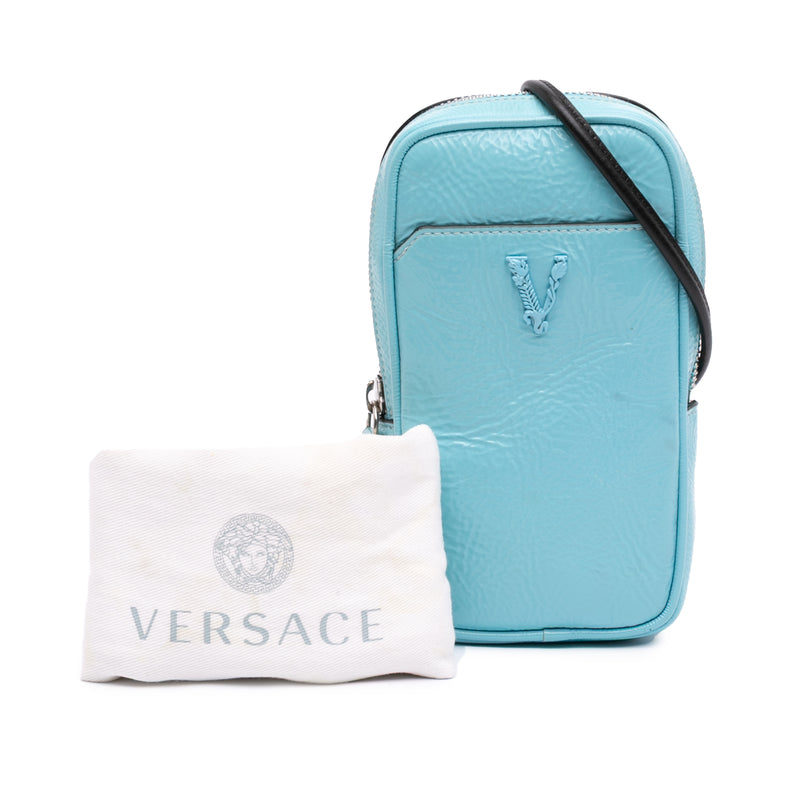 Textured Leather Virtus Neck Pouch Crossbody - Image 7