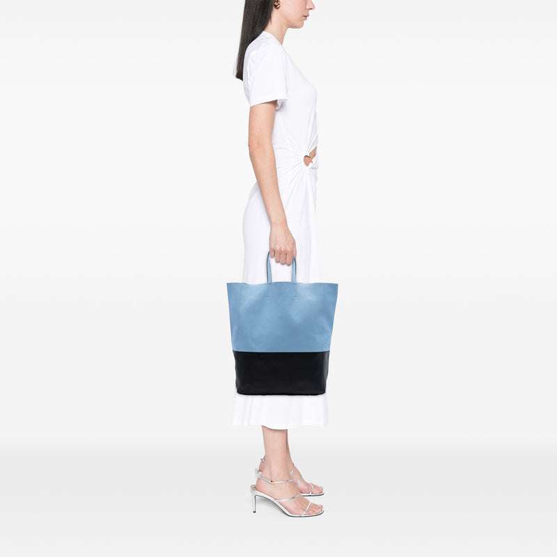 Bicolor Leather Vertical Cabas Tote - Image 6