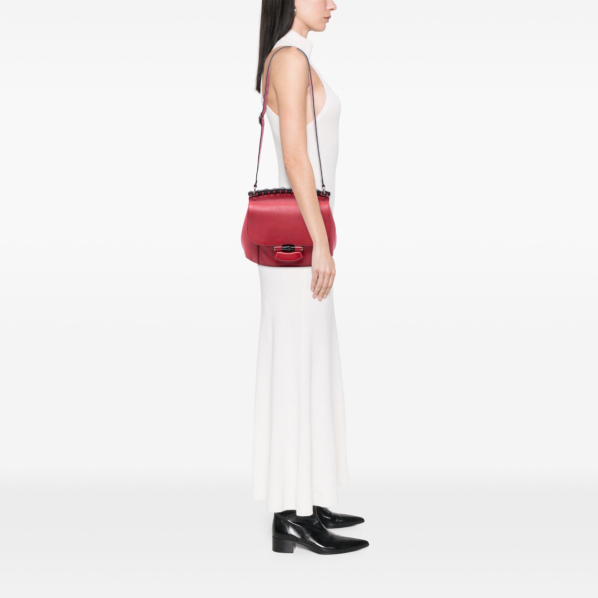 Medium Leather Bamboo Nouveau Fringe Crossbody - Image 7