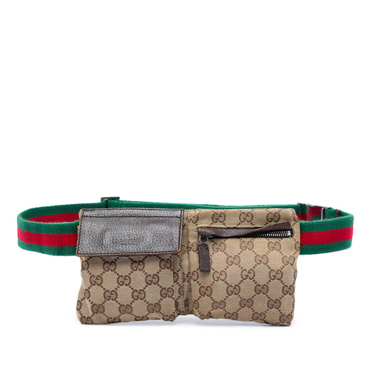 GG Canvas Web Double Pocket Belt Bag - Image 1