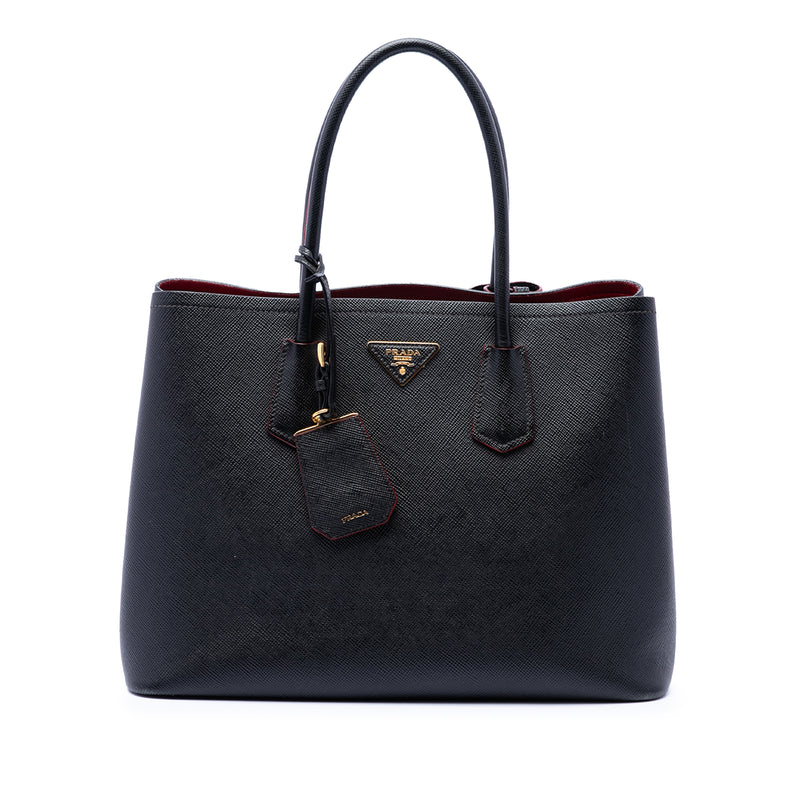 Medium Saffiano Cuir Double Satchel