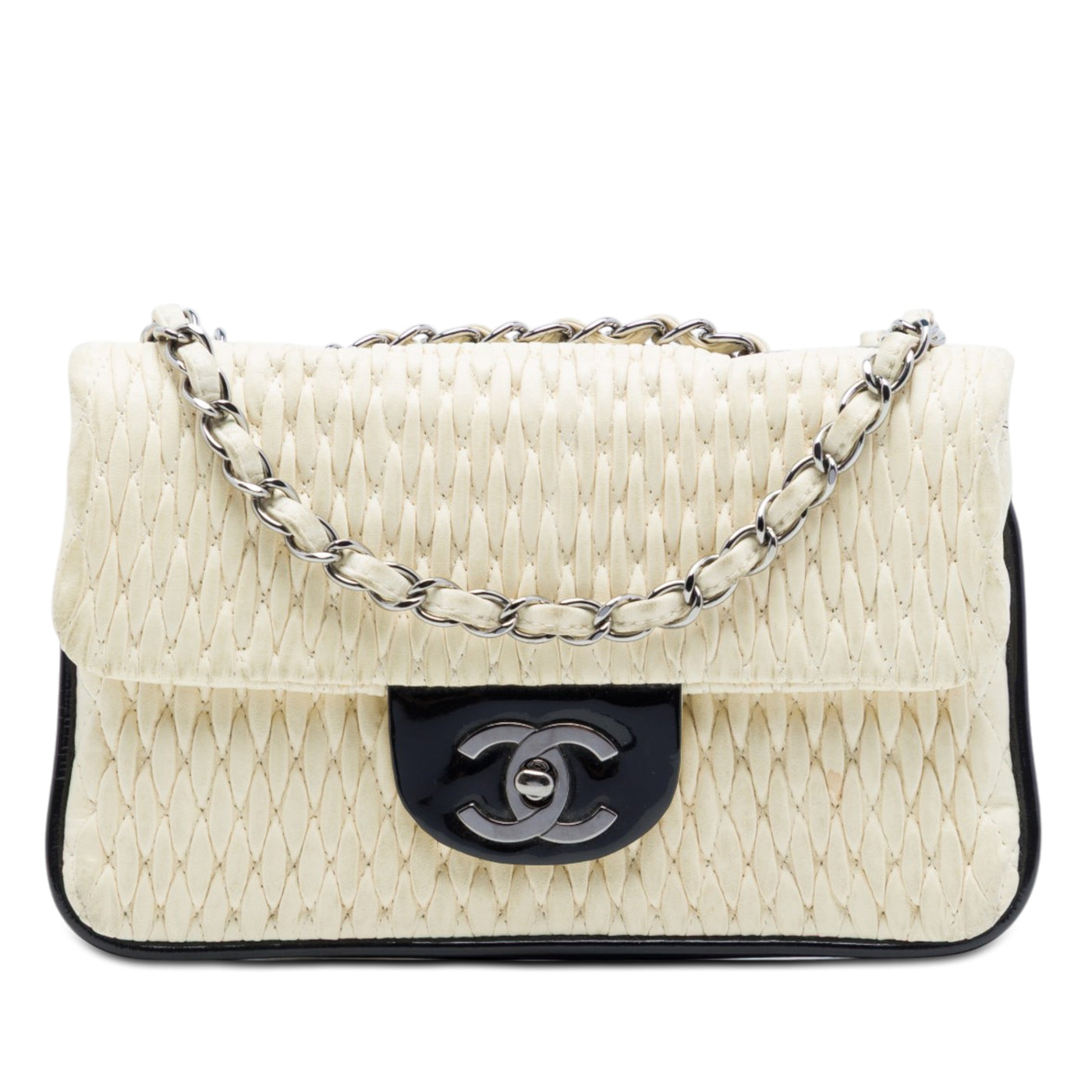 CC Bicolor Woven Lambskin and Patent Flap - Image 1