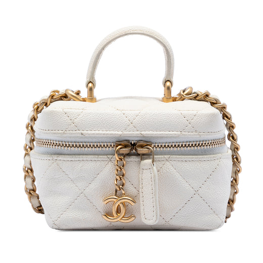 Mini Caviar Chain Zip Around Vanity Case - Image 1