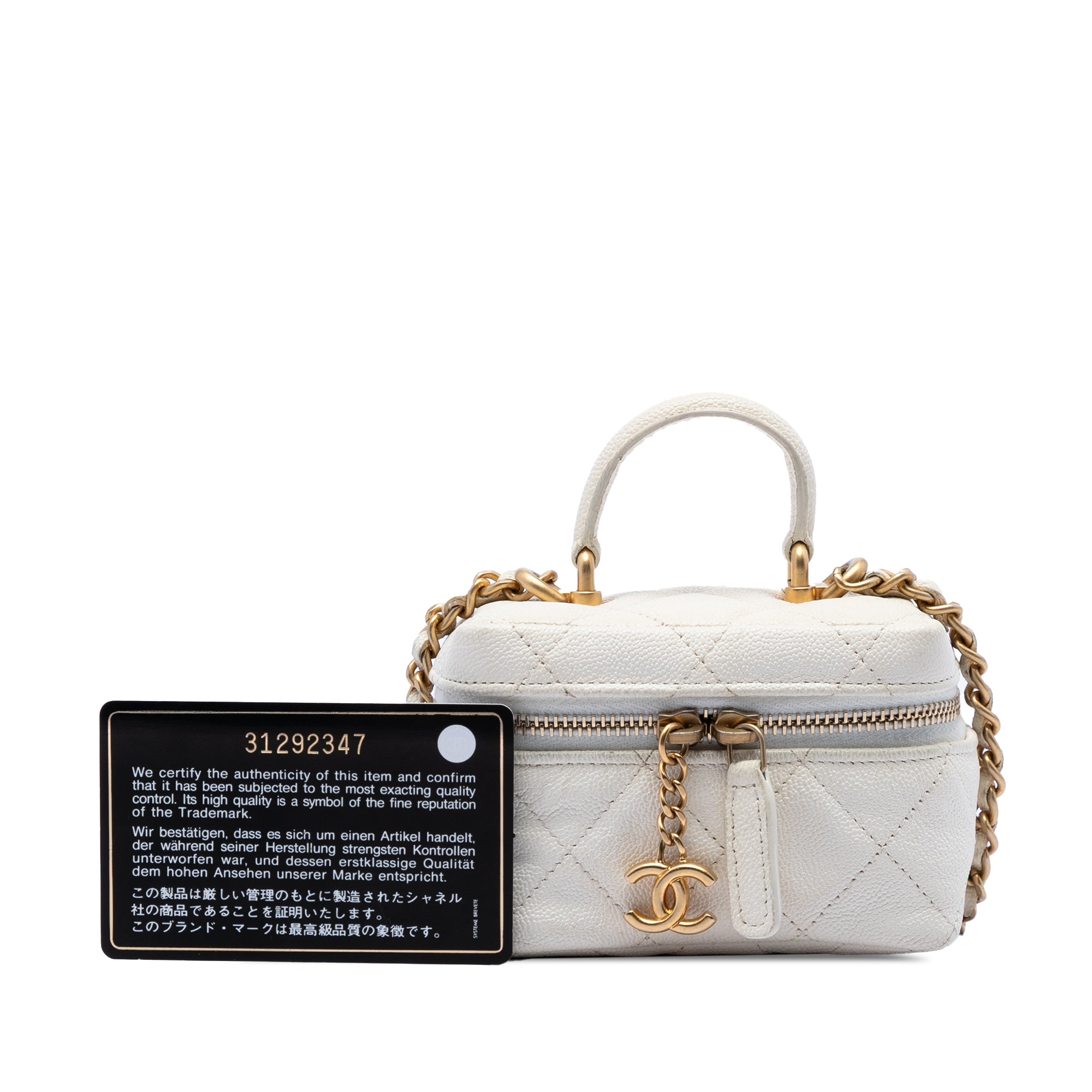 Mini Caviar Chain Zip Around Vanity Case - Image 6