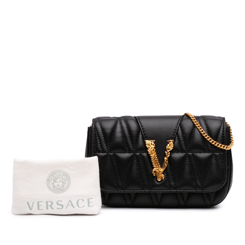 Mini Quilted Leather Virtus V Crossbody - Image 7