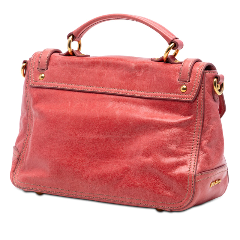 Distressed Leather Turnlock Satchel - Image 2