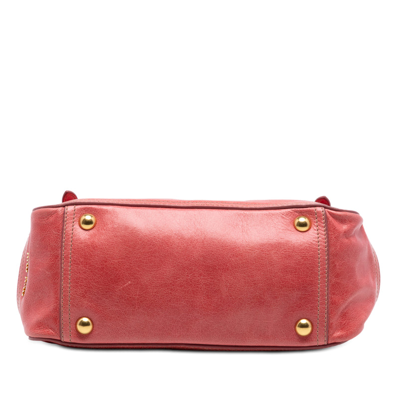 Distressed Leather Turnlock Satchel - Image 3