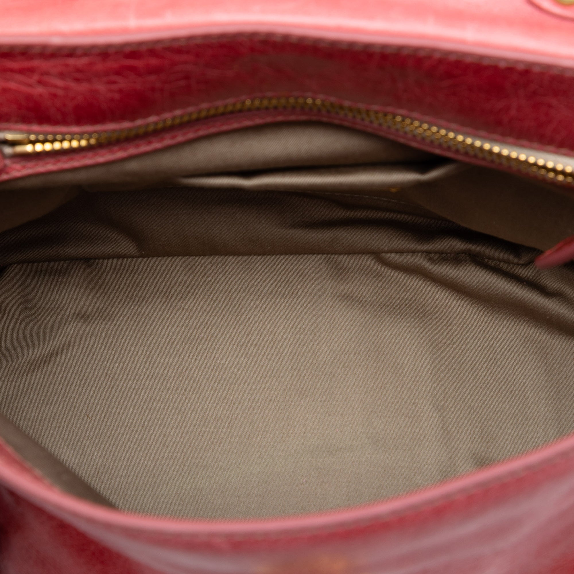 Distressed Leather Turnlock Satchel - Image 4
