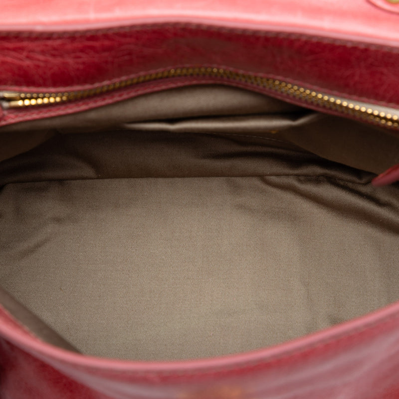 Distressed Leather Turnlock Satchel - Image 4