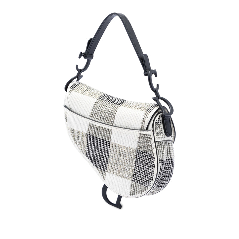 Mini Sequin and Beads Embellished Calfskin Saddle Bag - Image 2