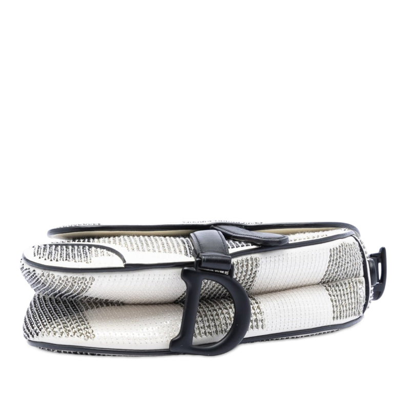 Mini Sequin and Beads Embellished Calfskin Saddle Bag - Image 3