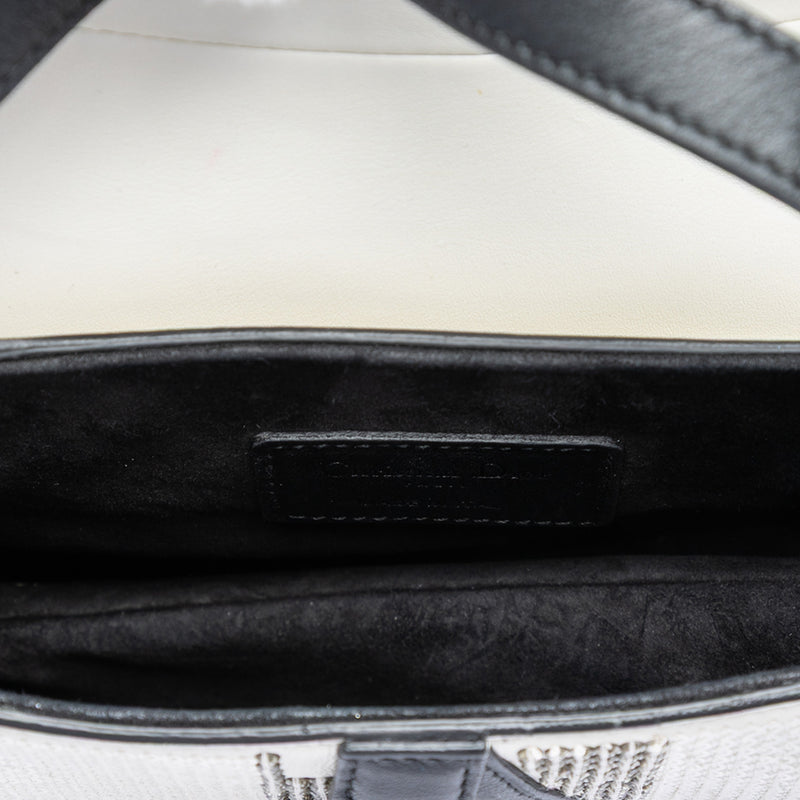 Mini Sequin and Beads Embellished Calfskin Saddle Bag - Image 4
