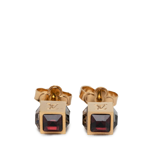 Gold Plated Strass Gamble Push Back Earrings - Image 1